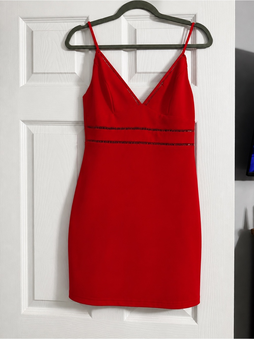 Lulus Red Spaghetti-Strap V-Neck Bodycon Dress